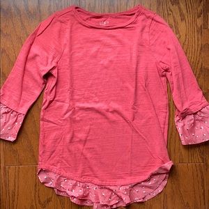 LOFT Salmon Shirt with Ruffles XXSP 3/4 Sleeve